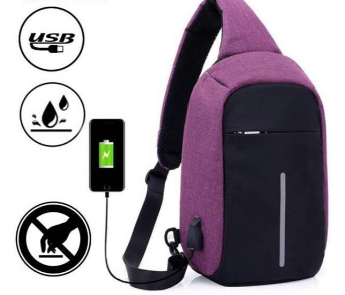 Anti-Theft Dual Wear Way Cross Body Sling Charging Travel Bag Violet - Zoom Image 1