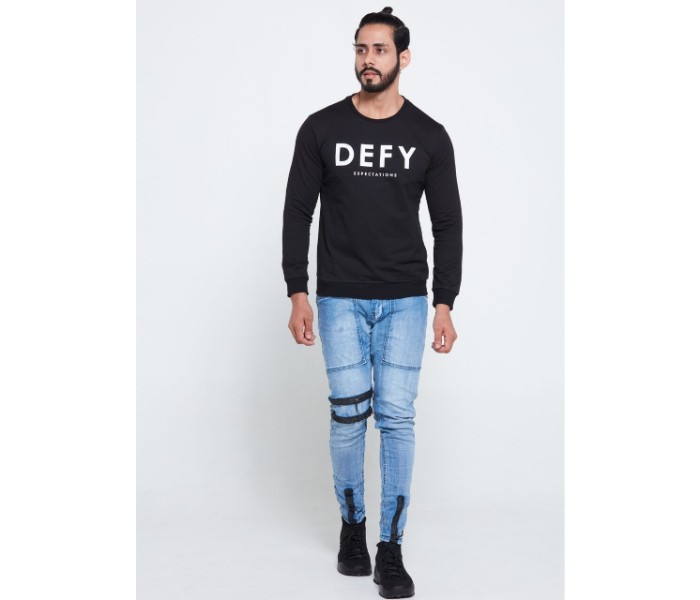 Petro OU10030 Printed Long Sleeve Round Neck T-Shirt L- Black - Zoom Image 3