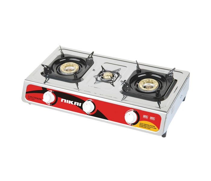 Nikai NG845 Triple Gas Burner Black and Silver - Zoom Image