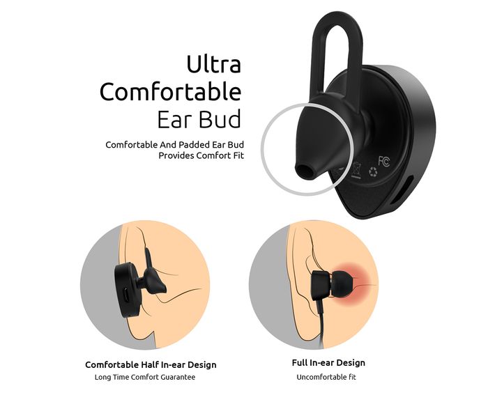 Promate Vibe Ultra Small Wireless Bluetooth Headset, Black - Zoom Image 7