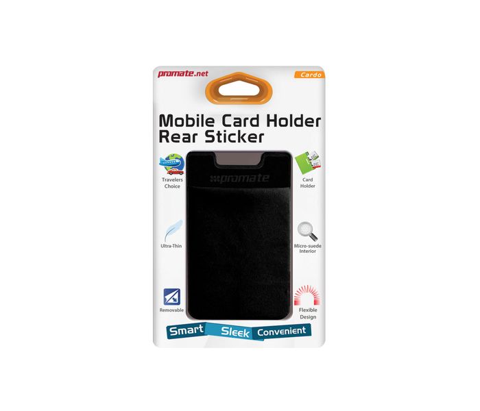 Promate Cardo 3M Rear Sticker Mobile Card Holder, Black - Zoom Image 3