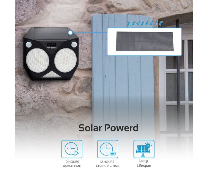 Promate SolarWay-1 Intelligent Solar Powered Pathway Lights with Energy Saving for Outdoor, Black - Zoom Image 1