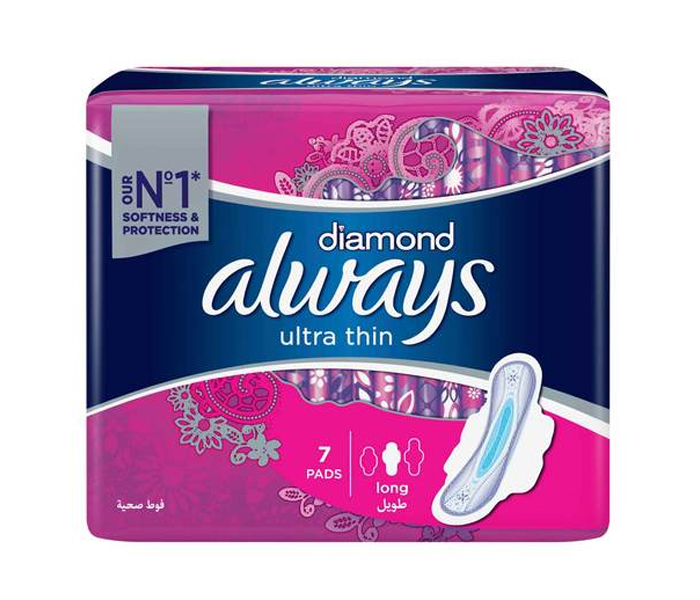 Always Diamond Ultra Thin Sanitary Pad Long Pack of 7 - Zoom Image 1