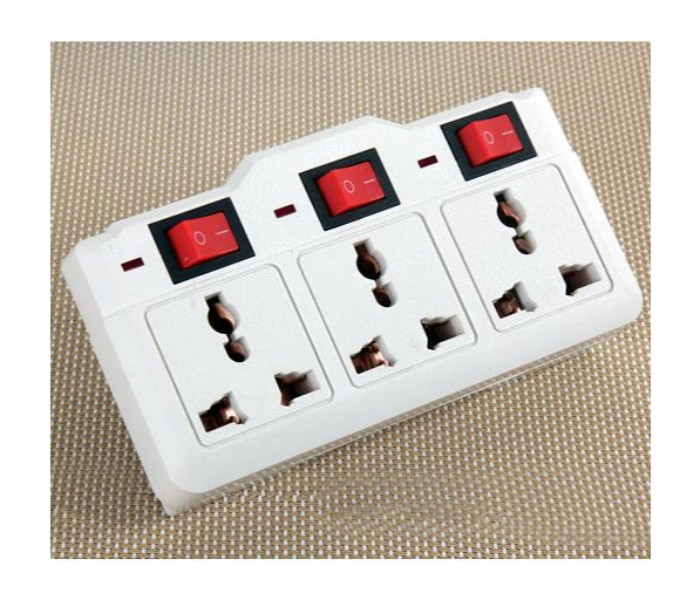 3 Way Extension Socket Plug with Switch and Led Indicator ZE32 White - Zoom Image 1