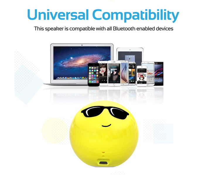 Promate Coolclassic Cute Emoji Stereo Sound Wireless Bluetooth Speaker with Built-in Mic - Yellow - Zoom Image 4