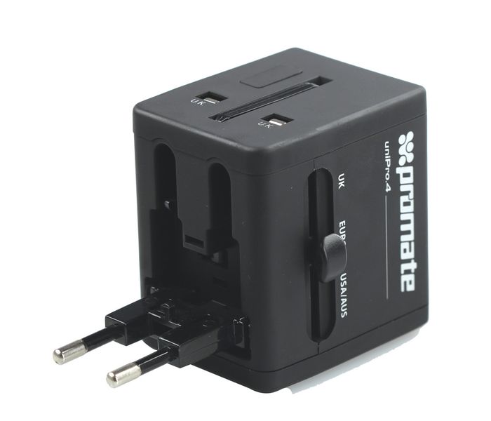 Promate UniPro.4 Multi Regional Travel Adaptor for USB Charged Devices, Black - Zoom Image 3