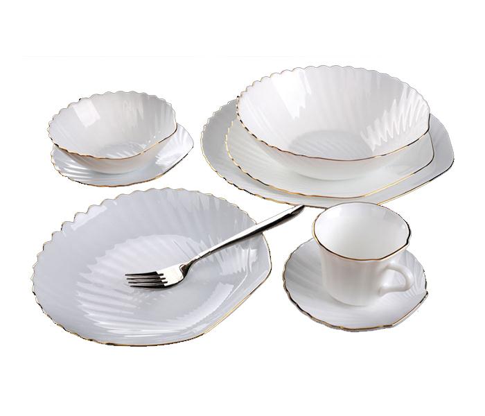 Royalford RF8588 Shell Shape Dinner Set with Gold Rim - 22 Pieces - Zoom Image