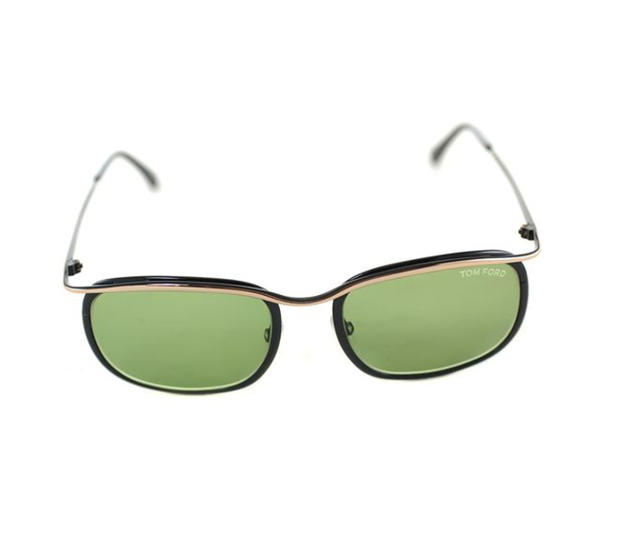 Tomford TF419 05N Rectangular Shiny Black & Gold Frame and Green Mirrored Sunglasses for Women - Zoom Image 4