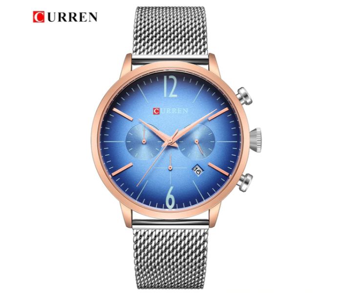 Curren 8313  Luxury Quartz Watch For Men Silver And Blue - Zoom Image 2