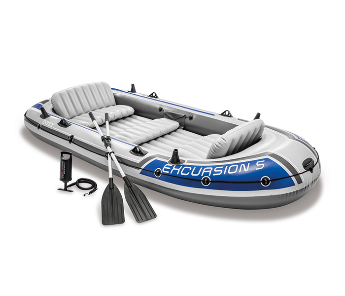 Intex ZX-68325 Inflatable Excursion 5 Persons Portable Boat Set with Oars - Grey - Zoom Image 4