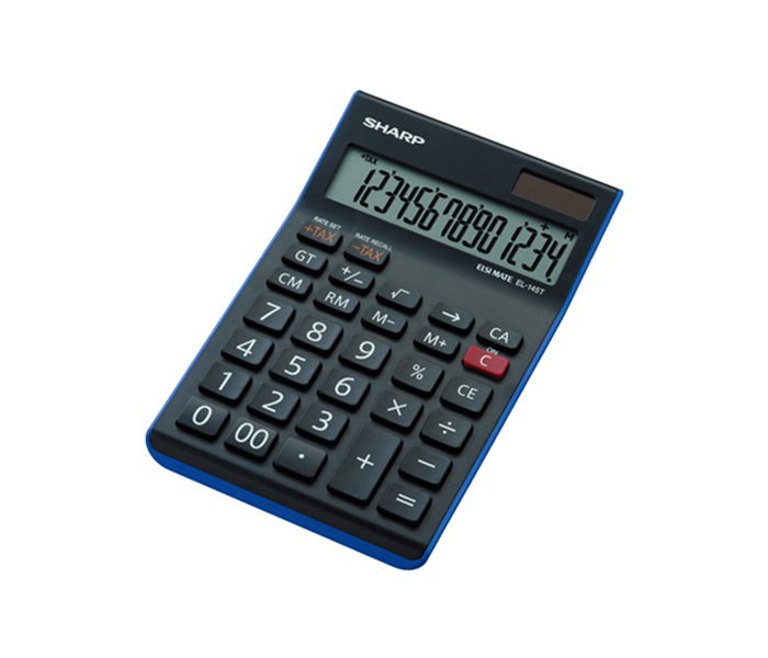 Sharp EL-145T-BL 14 Digits Display Desktop Calculator - Blue - Zoom Image