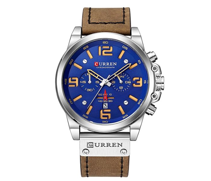 Curren 8314 Luxury Military Sport Watch For Men Brown And Blue - Zoom Image