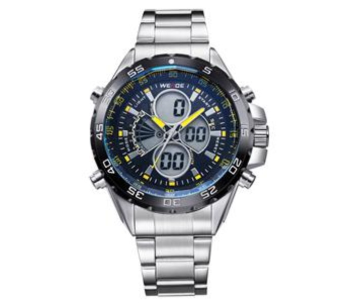 Weide WH 1103PU Mens Digital and Analog Watch Silver and Yellow - Zoom Image 4