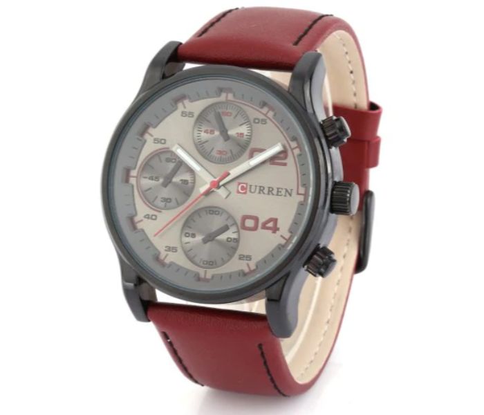 Curren 8207 Casual Analog Quartz Watch For Men Grey And Red - Zoom Image 1