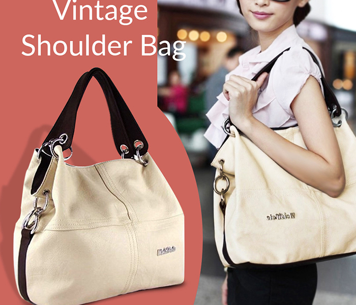 Vintage Shoulder Bag for Women - Beige - Zoom Image 1