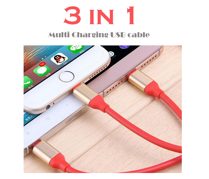 Zooni 3in1 Charging Cable Micro USB2.0 ,Type C Male To USB, Lightning To USB - Zoom Image 6