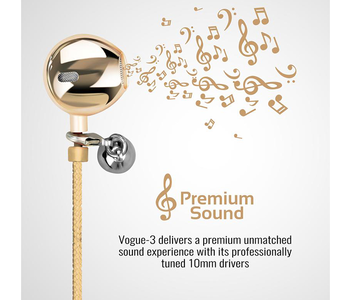 Promate VOGUE-3 Wearable Bracelet Style Stereo Earphones with Pandora Beads - Gold - Zoom Image 1