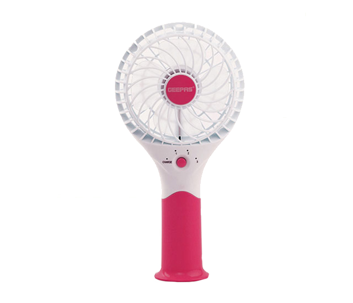 Geepas GF9617 7 Watts ABS Rechargeable Mini Fan - Rose Red - Zoom Image