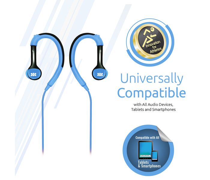 Promate Natty Universal Sporty Over the Ear Gear Buds Headphone with Noise Cancelling, Blue - Zoom Image 4