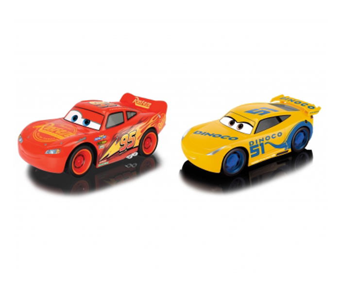 Dickie 203087005 17CM RC Cars 3 Lightning McQueen & Dinoco Cruz Twin Pack - Red & Yellow - Zoom Image 1