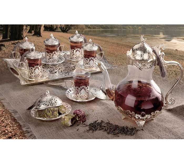 Royalford RF8364 22 Pieces Turkish Tea Set - Silver - Zoom Image