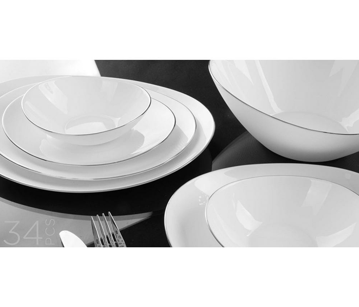 Royalford RF7881 34 Pieces Artisan Silver Dinner Sets - White - Zoom Image 1