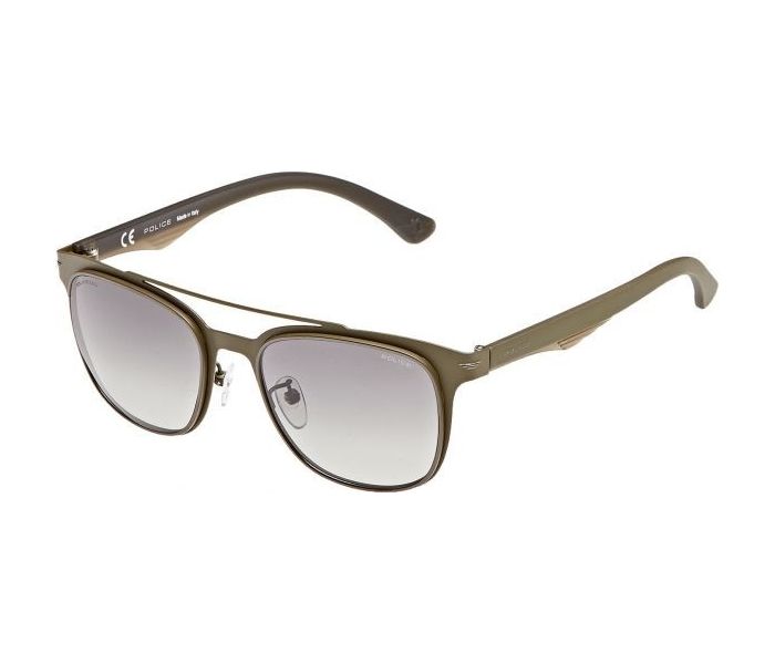 Police SPL356M 8DRP Aviator Dark Khaki Green & Grey Frame and Grey Mirrored Sunglasses for Unisex - Zoom Image