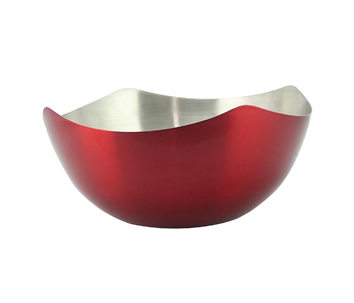 Royalford RF6938 19 cm Stainless Steel 4 Corner Lacquered Bowl - Red - Zoom Image