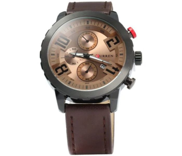 Curren 8193 Date Display Quartz Watch With Leather Strap For Men Brown - Zoom Image 3