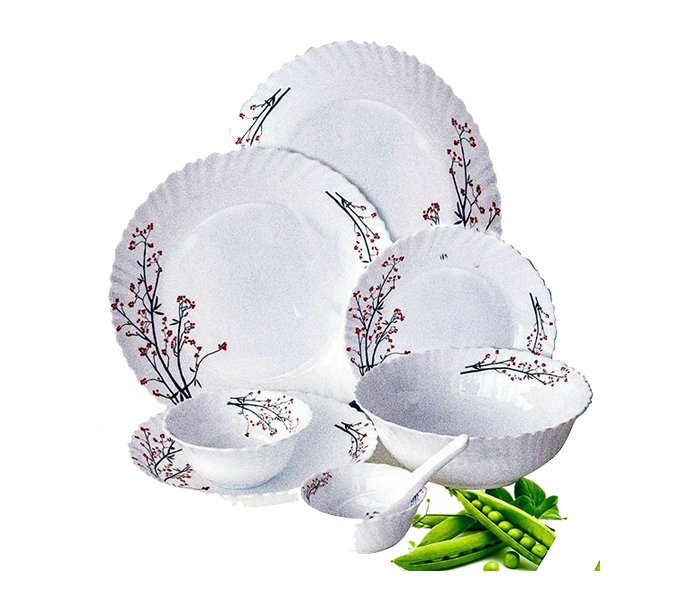 Royalford RF5037 40 Pieces Opal Glassware Dinner Set - White - Zoom Image