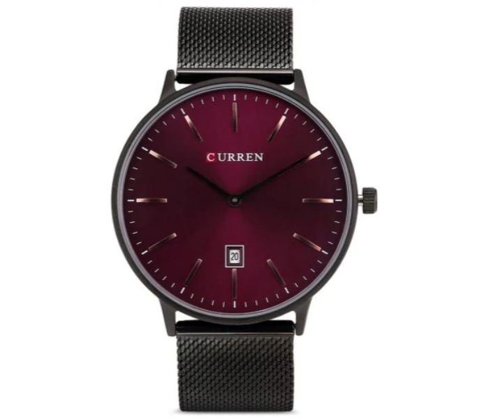 Curren 8302 Stainless Steel Analog Quartz Watch For Men Red And Black - Zoom Image 4