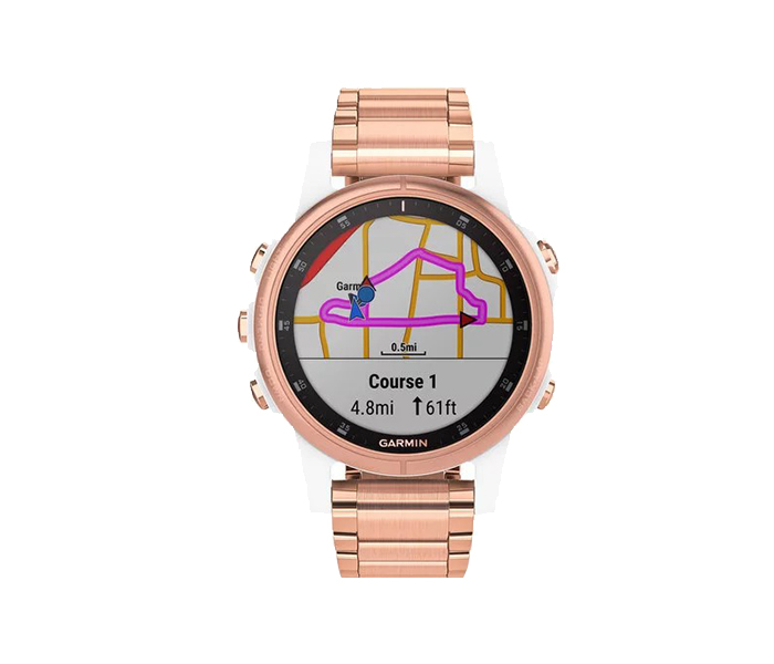 Garmin 010-01987-11 Fenix 5S Plus Smartwatch - Sapphire White with Rose Gold-tone Metal Band - Zoom Image 1