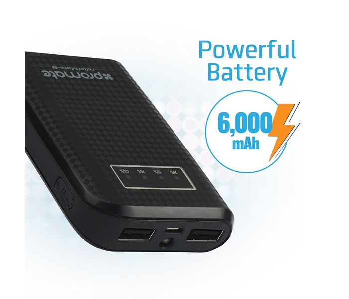 Promate ReliefMate-6 6000 mAh Compact Universal Power Bank, Black - Zoom Image 2