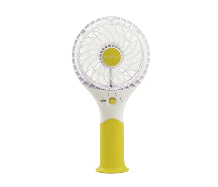 Geepas GF9617 7 Watts ABS Rechargeable Mini Fan - Yellow - Zoom Image