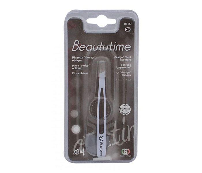 Beautytime N15766256A Stainless Steel Time Design Slant Tweezer - Silver - Zoom Image 1