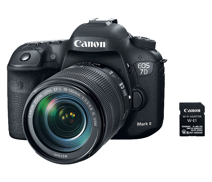 Canon EOS 7D Mark II EF-S 20.2 MP DSLR Camera with 18-135mm f/3.5-5.6 IS USM Lens & W-E1 Wi-Fi Adapter - Black - Zoom Image 1