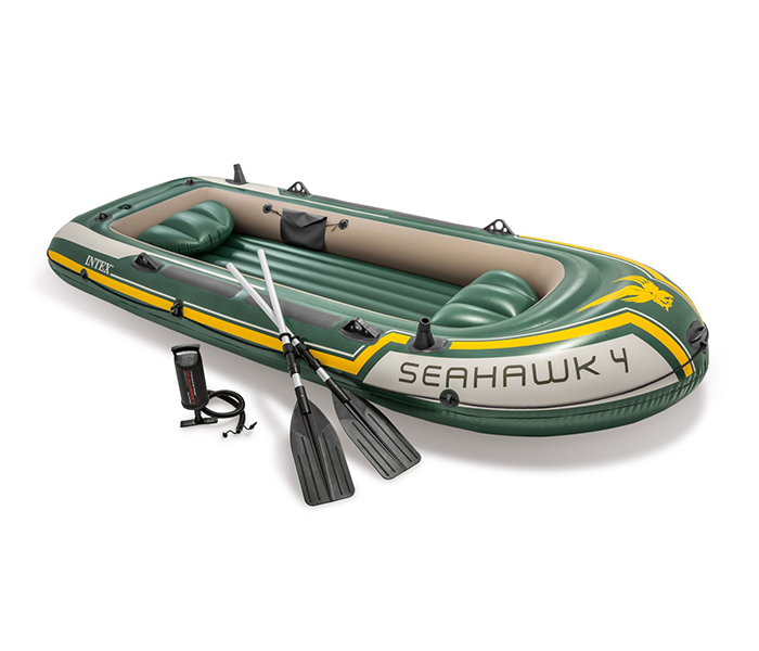 Intex ZX-68351 Inflatable Seahawk 4 Persons Boat Set with Oars - Green & yellow - Zoom Image 3