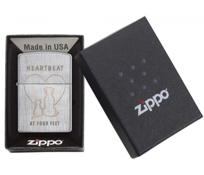 Zippo 29258 28181 Cat and Dog Heart Beat Lighter Silver - Zoom Image 3