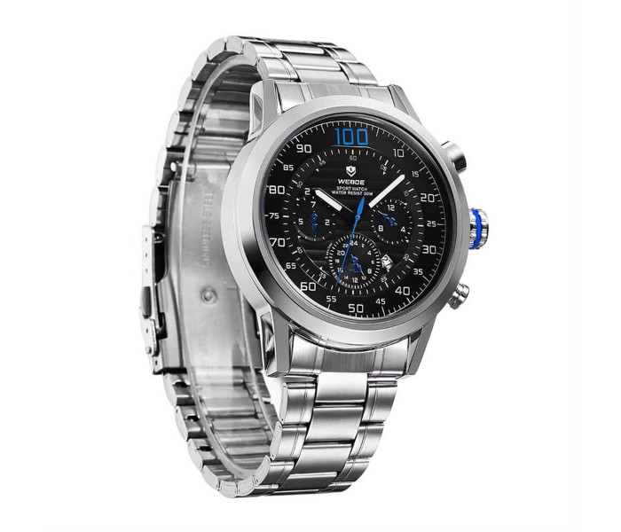 Weide WH 3311MB Mens Analog and Complete Calendar Watch Silver and Blue - Zoom Image 2