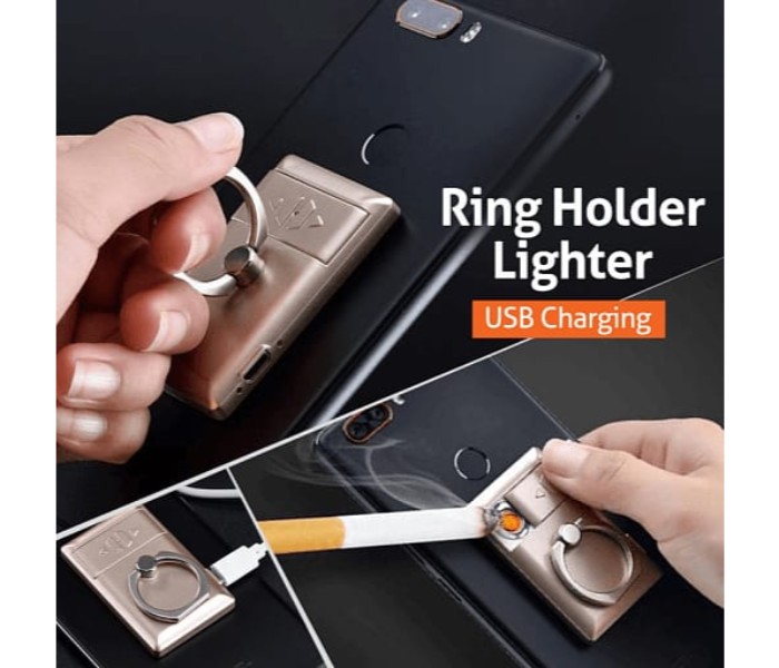 Mobile Ring Holder With USB Charging Electronic Lighter Multicolor - Zoom Image 1