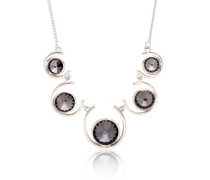 Stainless Steel 5 Stone Necklace 33045 Silver and Black - Zoom Image 2