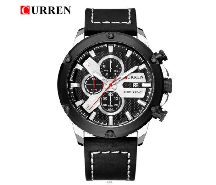 Curren 8308 Fashion Quartz Watch For Men Black and Silver - Zoom Image 2