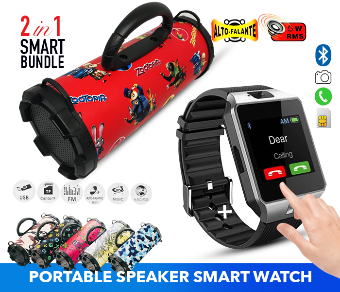 Honor HBK-26 2 In 1 Combo Portable Speaker With DZ09 Smart Watch - Zoom Image