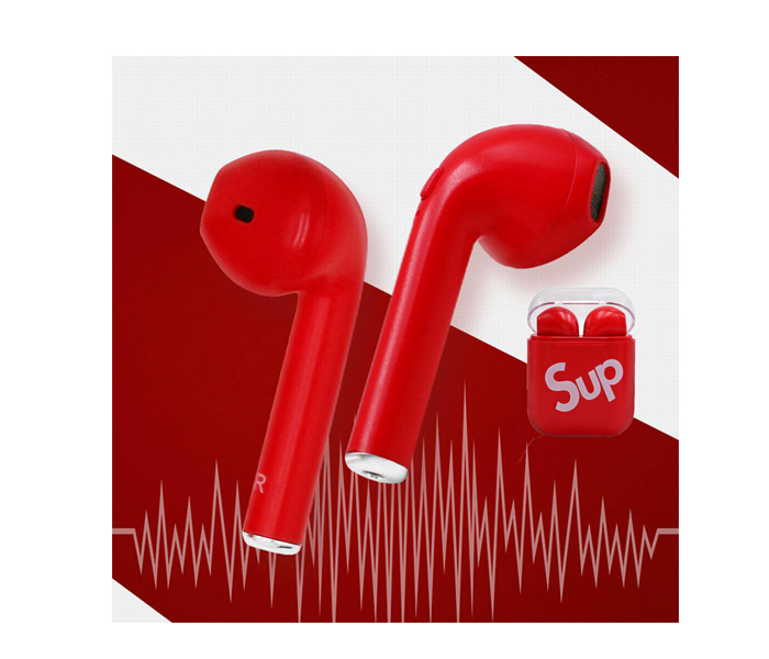 Sup i7S Wireless Bluetooth In-Ear Earphones Invisible In-Ear Stereo Music Earbuds - Red - Zoom Image 2