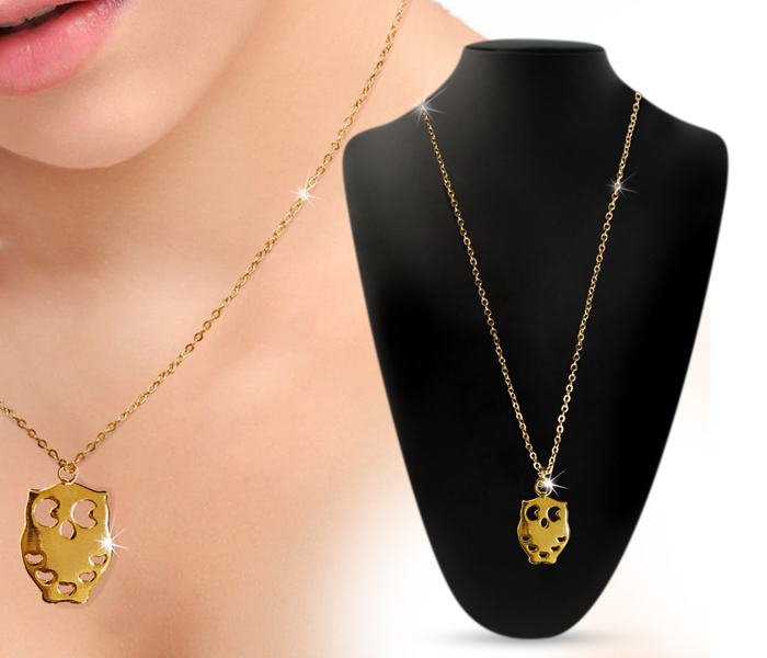 Milano 138254-01 Owl Crystal Pendant Drop Design Zircon Necklace 18kt Gold Plated - Zoom Image 1