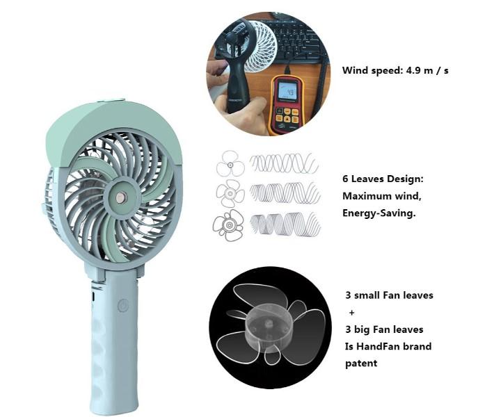 Handheld Misting Fan, HandFan Mini Hand Fan/Small Desk Fan Folding Change Rechargeable Battery/USB Operated Electric Fan Portable Cooling Fan personal Spray Fan - Zoom Image 3