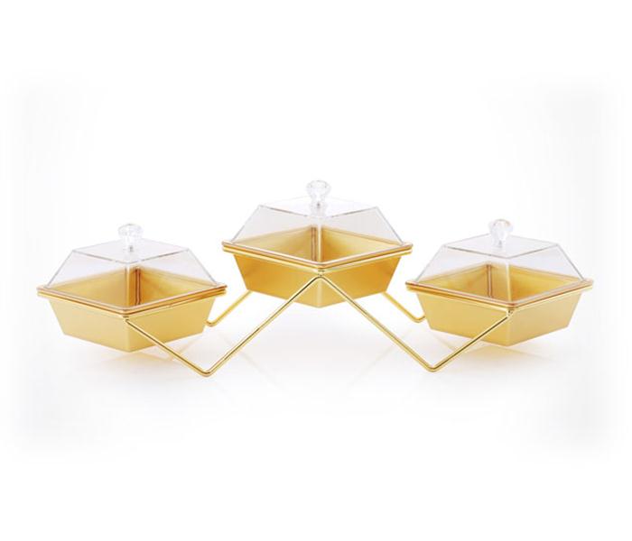 Royalford RF8348 Acrylic Candy Bowl with Metal Stand - 3 Pieces - Zoom Image