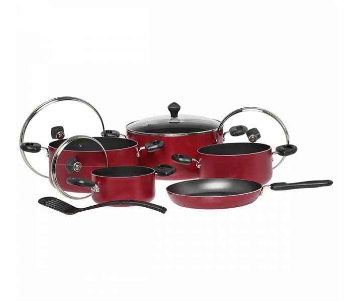 Prestige PR21700 10 Pieces Aluminum Cookware Set, Red - Zoom Image 1