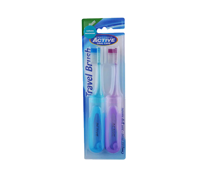 Beauty Formulas N14978071A 2 Pieces Travel Toothbrush - Blue & Pink - Zoom Image