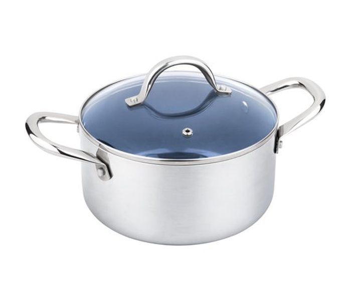 Lamart LT1057 Shiny 4.8L Non-Stick Ceramic Casserole with Lid, Silver - Zoom Image